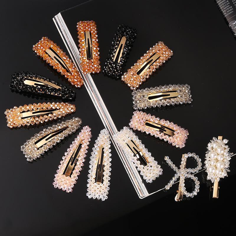 2021 Fashion Wedding Rhinestone Hair Clips Crystal Hairclip Metal Ponytail Holder Hairpins BB Hairgrip For Women Girls Hair Accessories