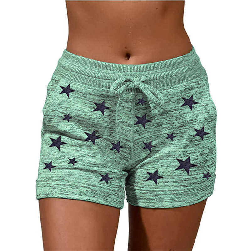 Summer Women Casual Sports Elastic Waist Shorts Plus Size Ladies Print Sports Jogger Soft Slim Female Shorts Sweatpants 210611