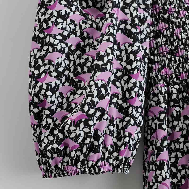 Summer Women Print Strethy Puff Short Sleeve Ladies Mini Dress Vestidos 1F57 210416