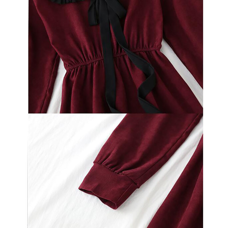 Spring Summer Casual Long Sleeve Corduroy Dress Fashion Doll collar Solid Slim Vintage Dress Elegant Party Vestidos 210521