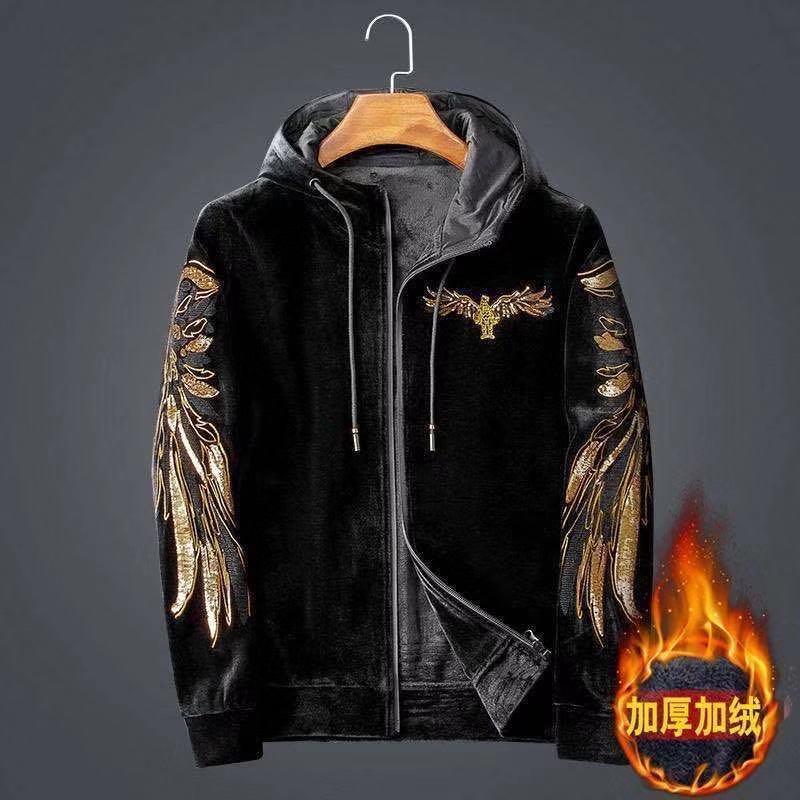 Men's Jackets 2021 Winter Cardigan Hooded Jacket Plus Velvet Embroidery Eagle Fashion Trend Casual Gold Padded, Black;brown
Men's Jackets 2021 Winter Cardigan Hooded Jacket Plus Velvet Embroidery Eagle Fashion Trend Casual Gold Padded, Black;brown