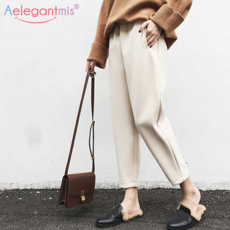 Aelegantmis Spring Thicken Women Pencil Pants Plus Size Wool Female High Waist Loose Trousers OL Style Work Suit 210607, Black
Aelegantmis Spring Thicken Women Pencil Pants Plus Size Wool Female High Waist Loose Trousers OL Style Work Suit 210607, Black