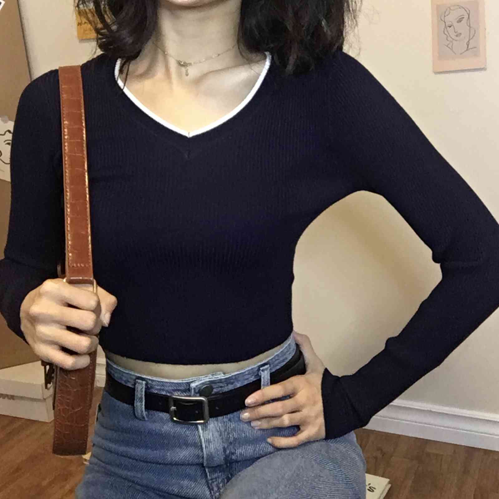 kawaii sexy crop sweater women pink knitted s Streetwear winter clothes pullover full 210521