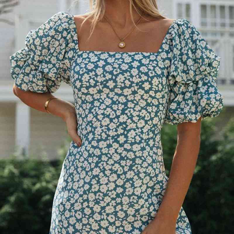 Foridol Casual Red Floral Print Boho Dress Summer Beach Dress Women Famale Short Mini Sundress Vintage Vestidos De Mujer Fashion 210415