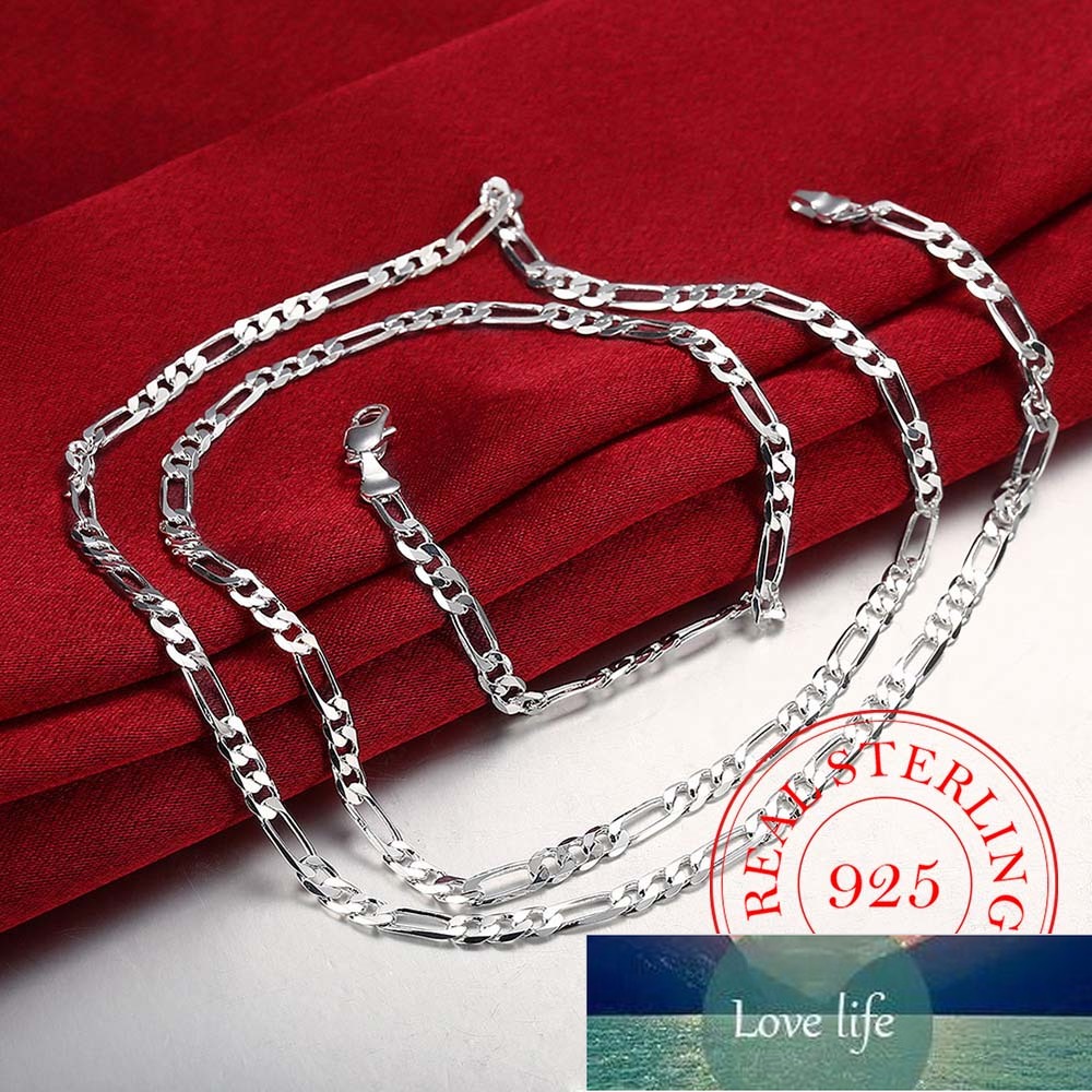 40-75cm Slim 925 Sterling Silver 4mm Figaro Chain Necklace for Women Girl Boy Kids Italy Jewelry Kolye Collares Sieraden Colier