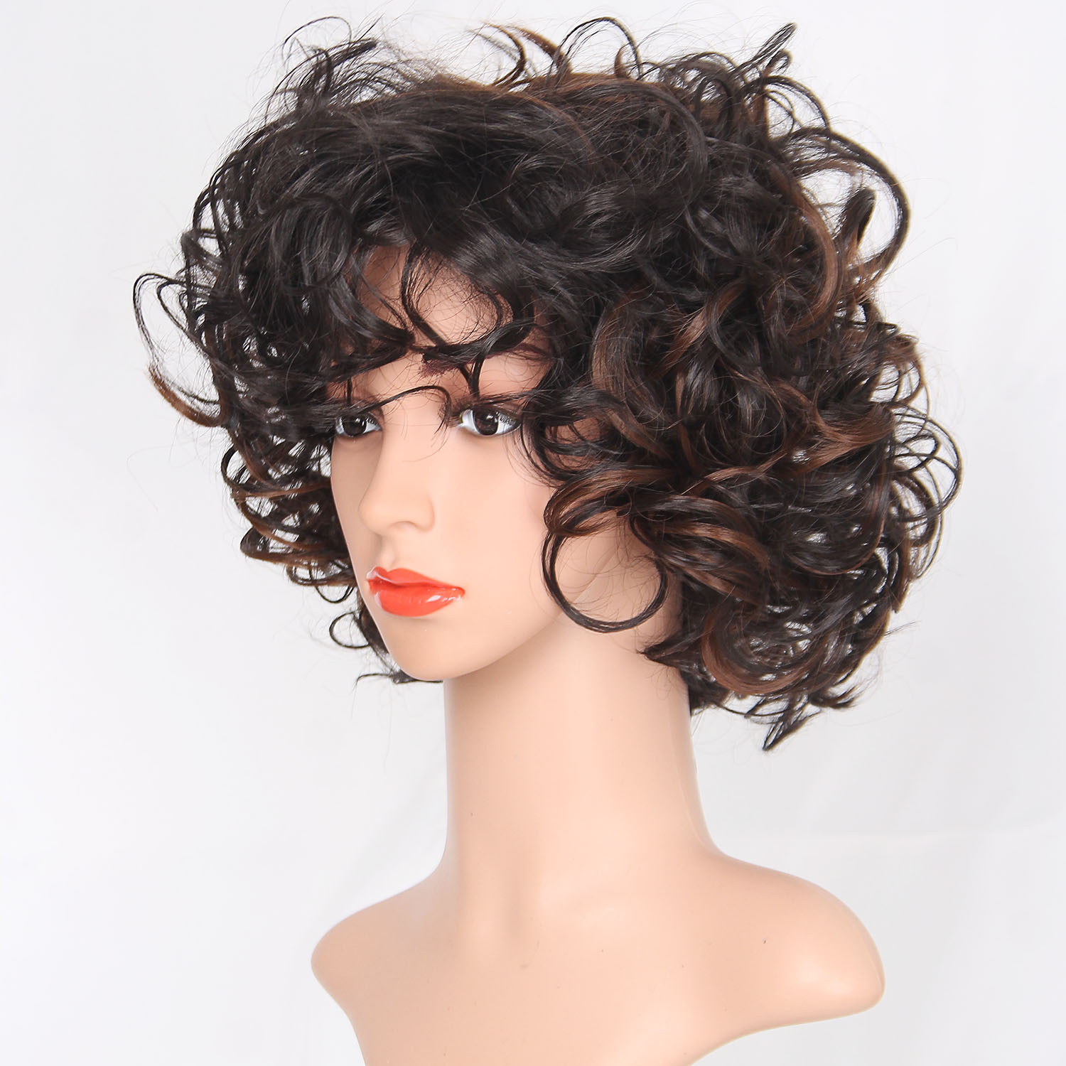women wig 13inch short hair wig with kinky mixed color bob synthetic wigs