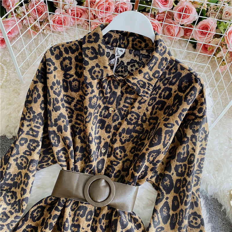 Nomikuma Korean Corduroy Women Medium-long Blouse Belt Slim Waist Elegant Blusas Femme Spring New Shirt Coat 6E217 210427