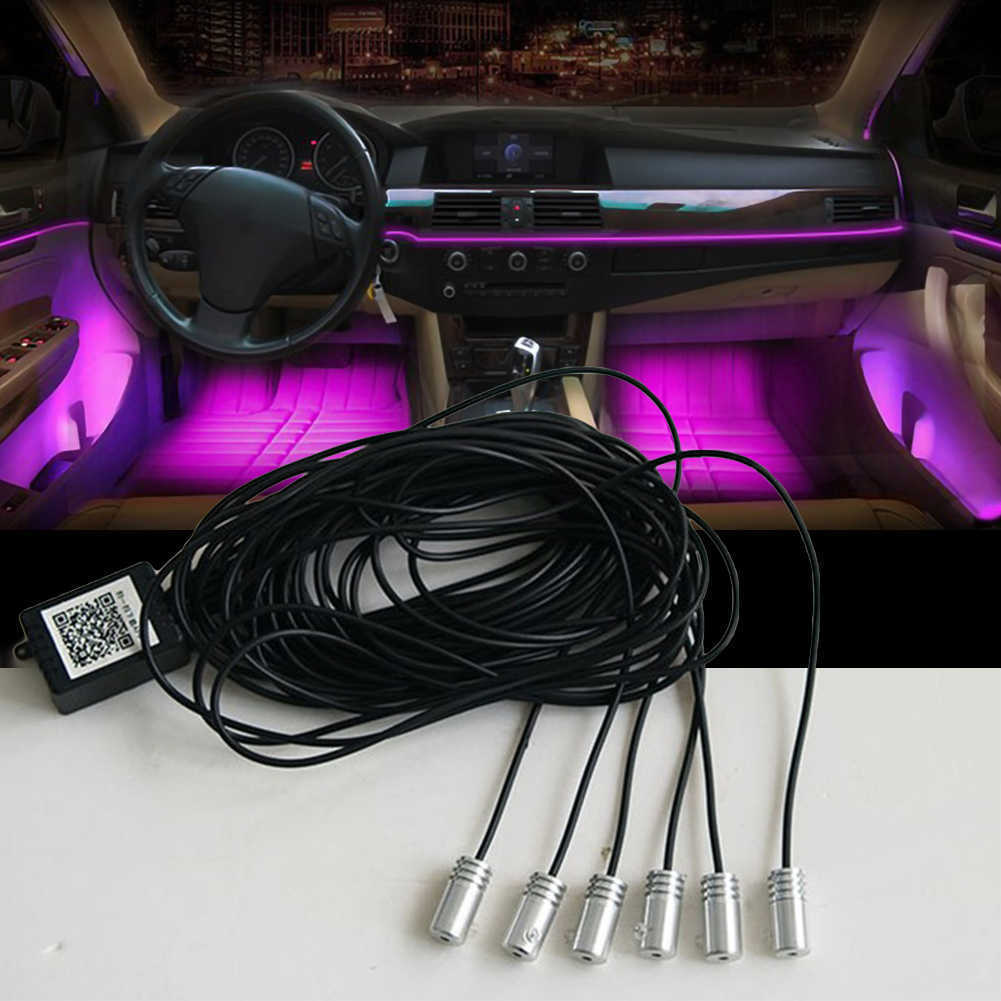 New Car Atmosphere Lights EL Wire Strip Light RGB Multiple Modes App Sound Control Auto Interior Decorative Ambient Neon Lamp