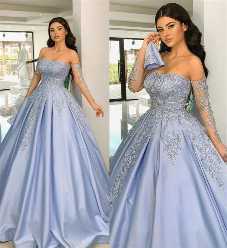 Sweet Blue 2022 Evening Dresses Princess Ball Gown Appliqued Strapless Corset Up Back Girls Prom Pageant Gowns Single Long Sleeves, Hunter
Sweet Blue 2022 Evening Dresses Princess Ball Gown Appliqued Strapless Corset Up Back Girls Prom Pageant Gowns Single Long Sleeves, Hunter