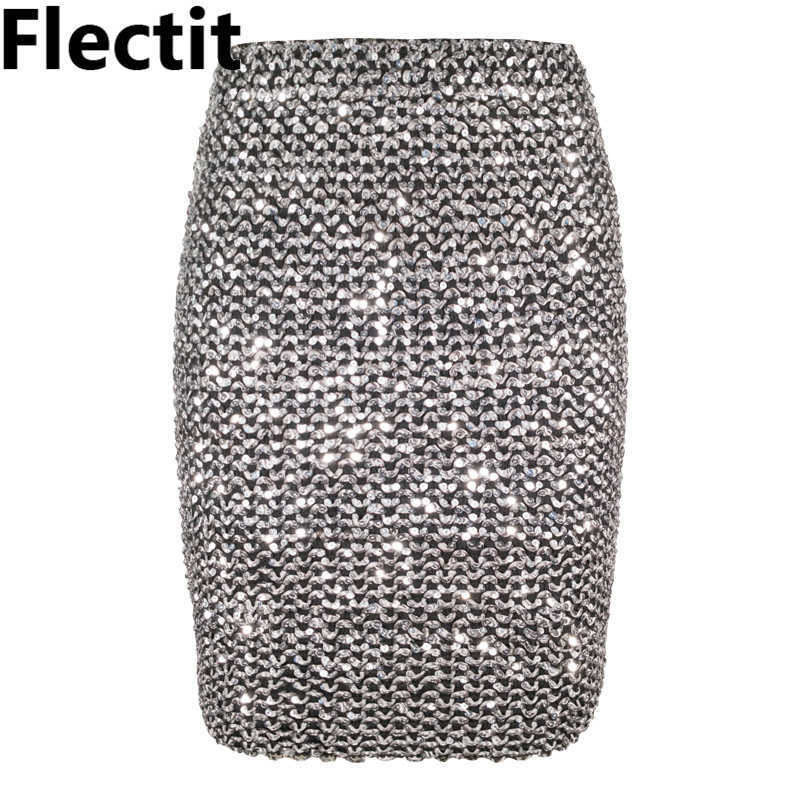 Flectit Womens Skirts Gold Sequined Mini Bodycon Pencil Short Wrap for Office Lady Party Girl Saia 210619