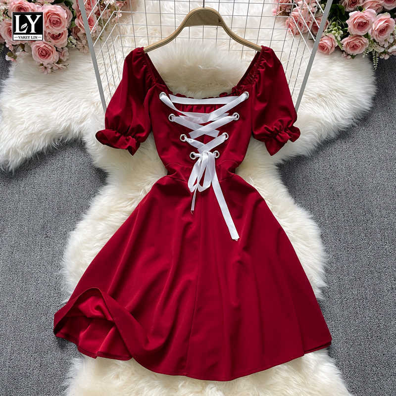 LY VAREY LIN Summer Women Sexy Square Collar High Waist Lace Up Dress Casual Solid Color Puff Sleeve Female Short Dresses 210526, Red
LY VAREY LIN Summer Women Sexy Square Collar High Waist Lace Up Dress Casual Solid Color Puff Sleeve Female Short Dresses 210526, Red