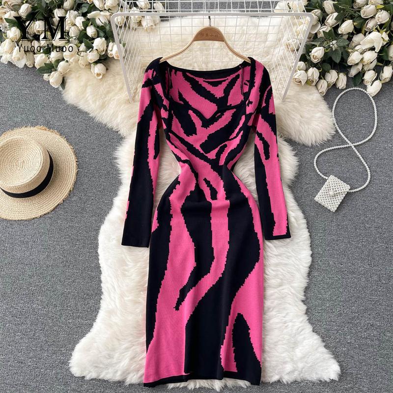 Casual Dresses YuooMuoo 2021 Autumn Winter Women Knitted Sweater Dress Brand Fashion Elegant Office Ladies Bodycon Vestidos, Black
Casual Dresses YuooMuoo 2021 Autumn Winter Women Knitted Sweater Dress Brand Fashion Elegant Office Ladies Bodycon Vestidos, Black