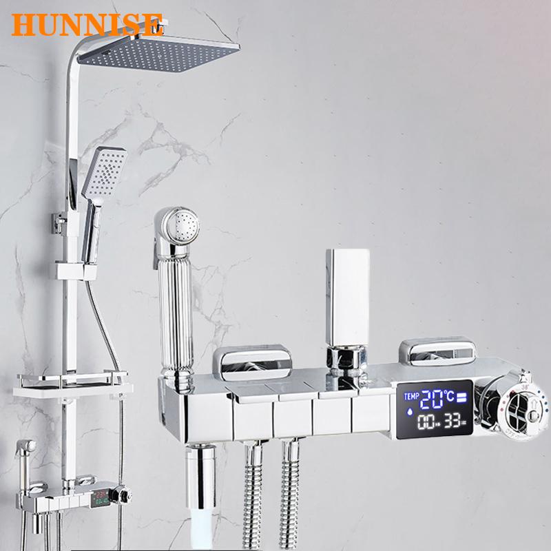 Bathroom Shower Sets Piano Thermostatic Set Quality Brass Rainfall Bathtub Mixer Faucet LED Temperature Display Digital
Bathroom Shower Sets Piano Thermostatic Set Quality Brass Rainfall Bathtub Mixer Faucet LED Temperature Display Digital