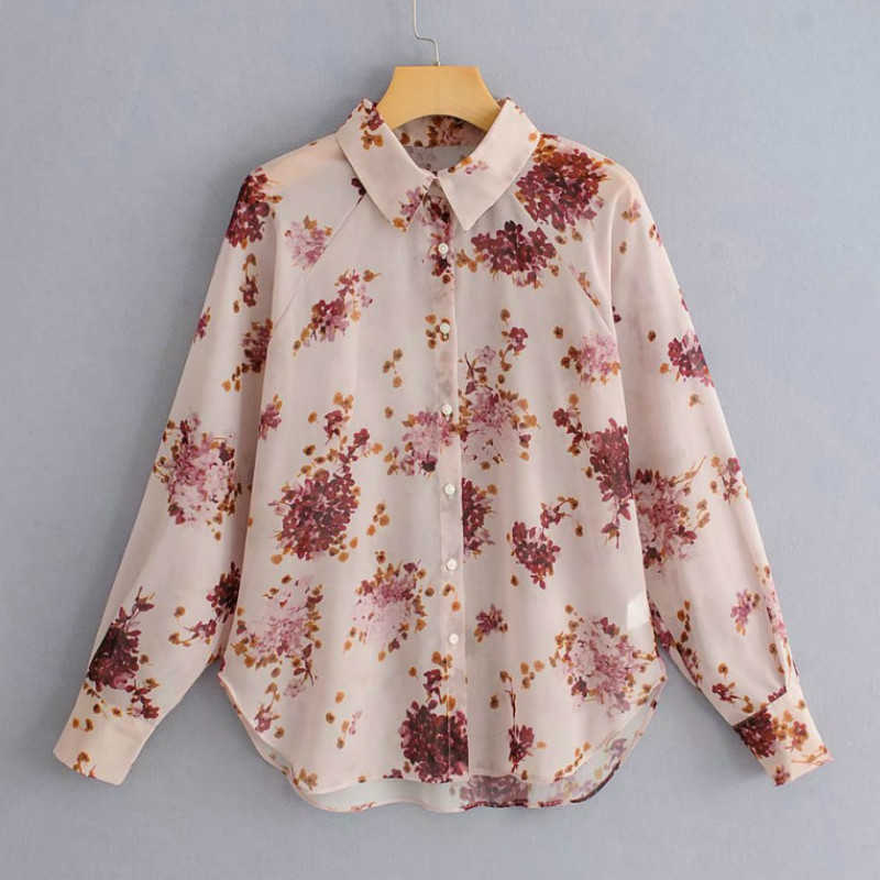 Female shirt fashion Lapel flower print raglan sleeve casual women's spring and summer style 210527
Female shirt fashion Lapel flower print raglan sleeve casual women's spring and summer style 210527