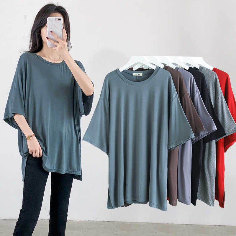 soft viscose women summer T-shirt casual loose O-neck half sleeve split out long tees W818 210526, Dark gray
soft viscose women summer T-shirt casual loose O-neck half sleeve split out long tees W818 210526, Dark gray