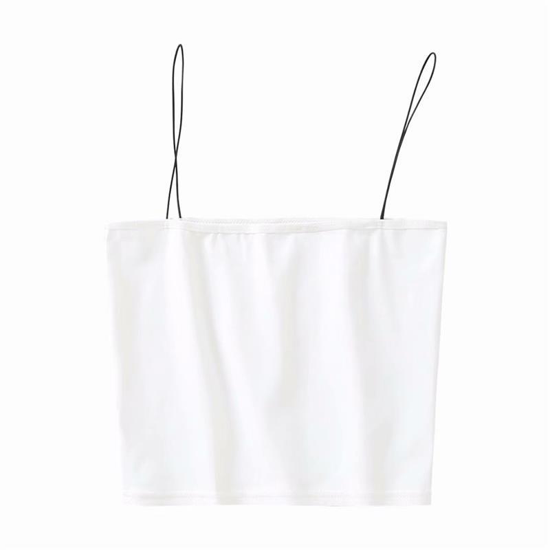 Europe and the United States wind summer thin straps word solid color models exposed navel retro small camisole female insid 210507