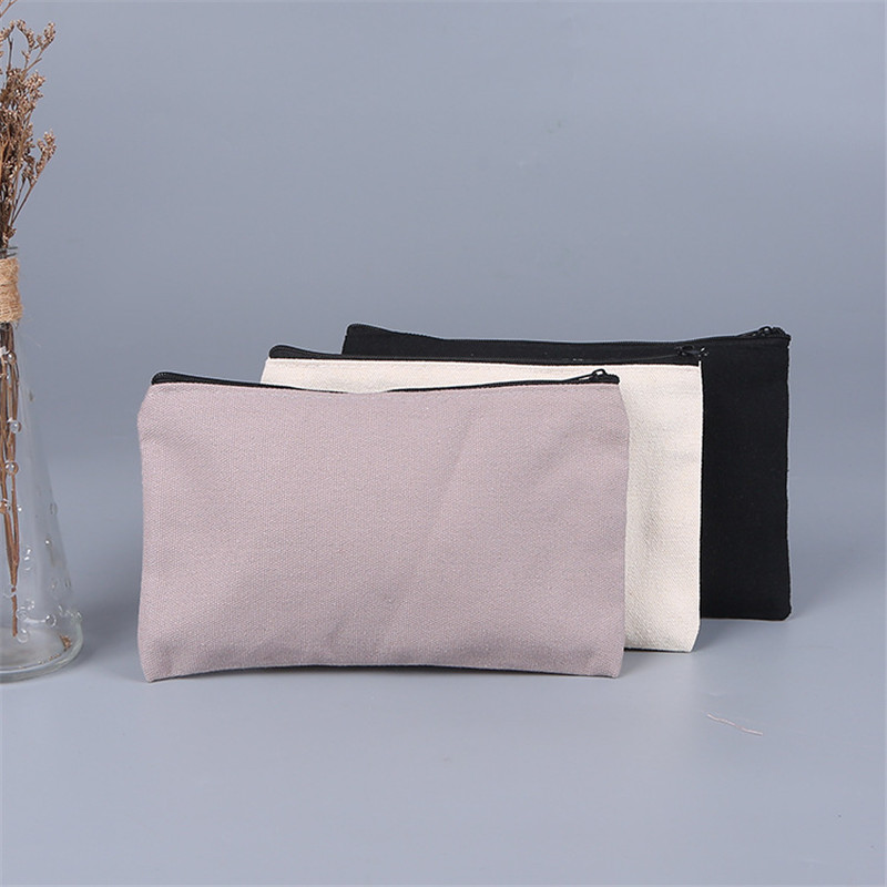 21x13cm Canvas Makeup Zipper Pencil Case Blank Bags Cosmetic Pouch for Travel DIY Craft School Free shipping