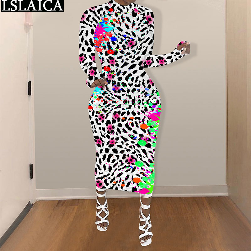 Woman Dress Tie Dye Leopard Print Long Sleeve o Neck Female Maxi Autumn Sexy Bodycon es High Street Kobieta Sukienka 210520, White
Woman Dress Tie Dye Leopard Print Long Sleeve o Neck Female Maxi Autumn Sexy Bodycon es High Street Kobieta Sukienka 210520, White