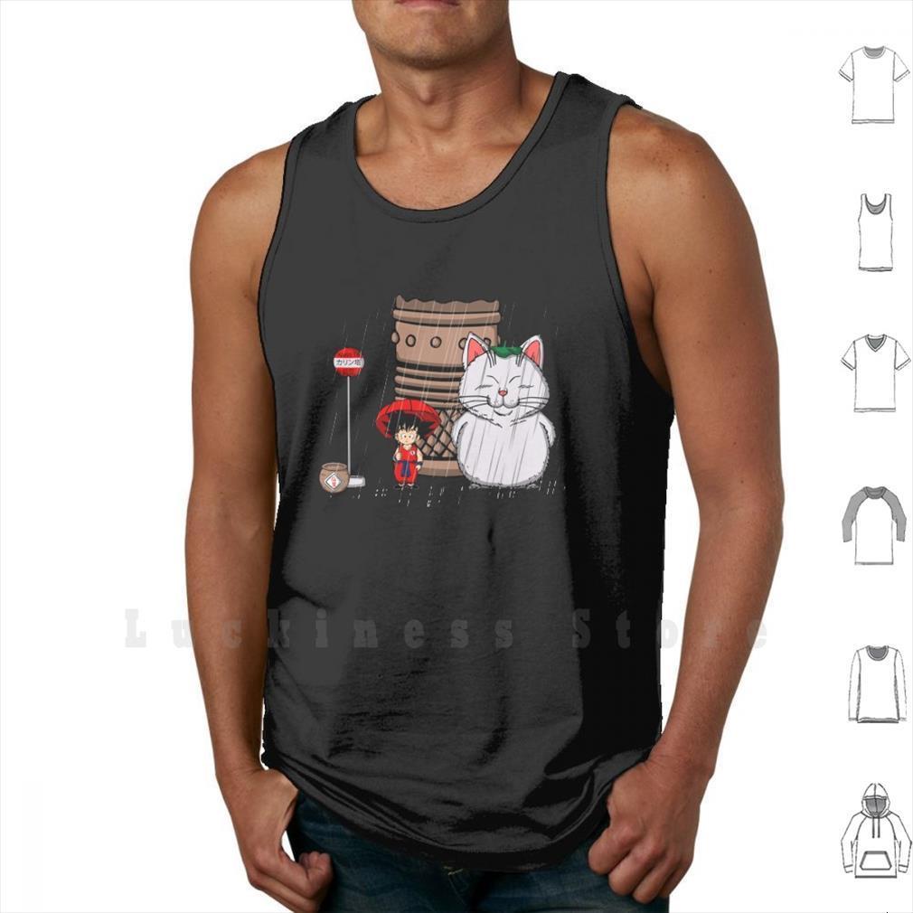 my neighbor karin tank vest 100% cotton dbz totoro miyazaki, White;black