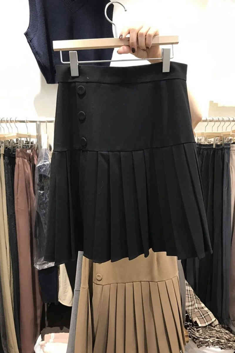 Nomikuma Women Skirt Korean Pleated A-line Mini Skirts Causal Elegant High Waist Bottoms Spring New Faldas Mujer 6D940 210427