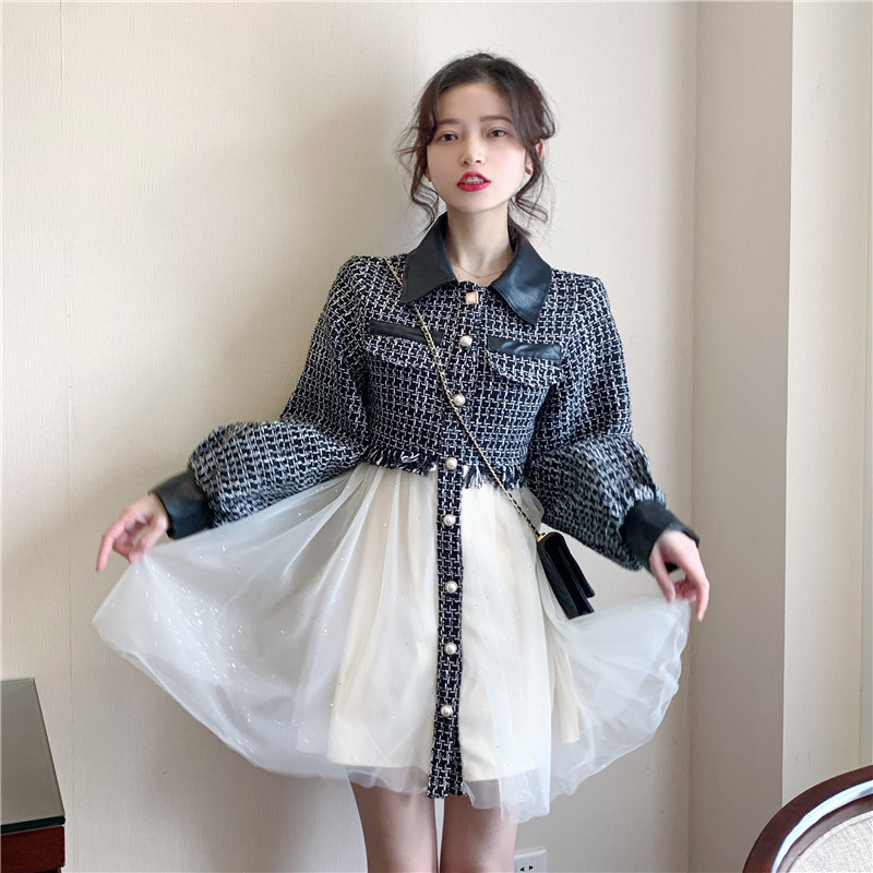 French Vintage Mini Dress Women Long Sleeve Button Fairy Retro Party Dress Female Dress Korean Autumn Clothing 210521