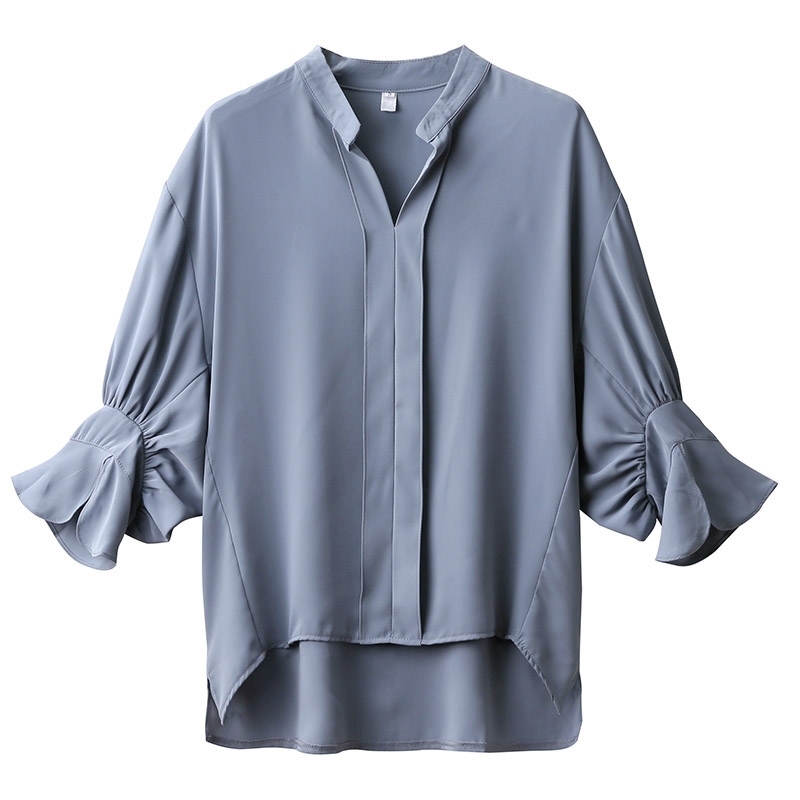 Spring Summer Women's Chiffon Blouse Sexy V-neck Korean Style Fashion Casual Elegant Female Shirts Wild Tops 210520