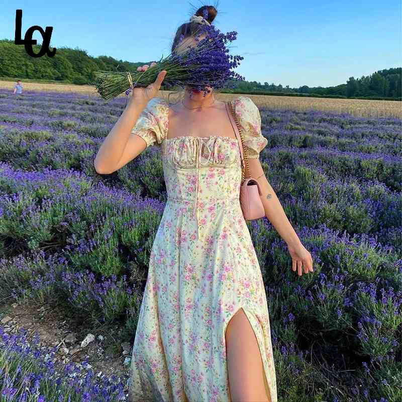 Women Clothing Summer Sexy Fashion Bubble Sleeve Floral Lace-up High Split Long Dress Vestdio Vintage Korean Elegant 210519, White
Women Clothing Summer Sexy Fashion Bubble Sleeve Floral Lace-up High Split Long Dress Vestdio Vintage Korean Elegant 210519, White