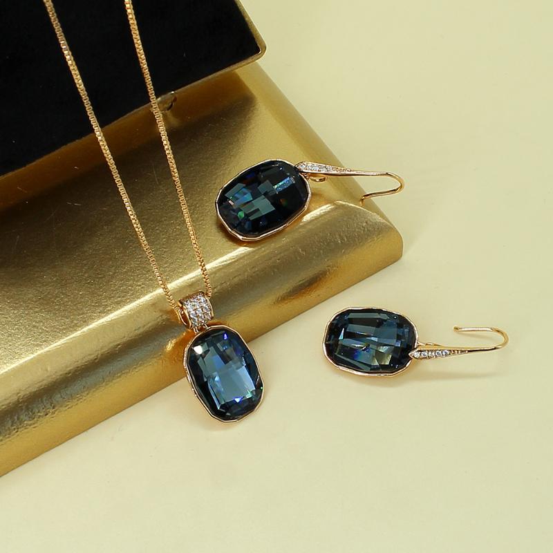 Earrings & Necklace Luxury Rose Gold Crystal Drop Sets For Women Wedding Bridal Trendy Blue Sapphire Jewelry Set Wholesale, Silver
Earrings & Necklace Luxury Rose Gold Crystal Drop Sets For Women Wedding Bridal Trendy Blue Sapphire Jewelry Set Wholesale, Silver