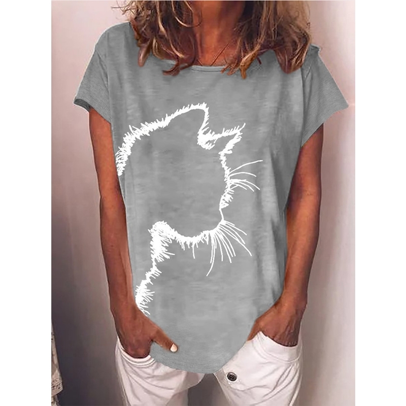 Cartoon Graphic Women's Summer Cotton Printed Short Sleeved Round Neck T Shirt Casual Loose Oversize Ladies Fashion Tops XS-4XL 210406