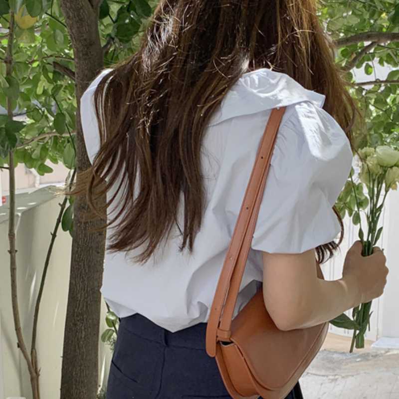 Sweet Ruffle Patchwork Womens Tops Chic Bow Tie V-neck Puff Sleeve Blouses Summer Korean Blusas Shirt 6J597 210603