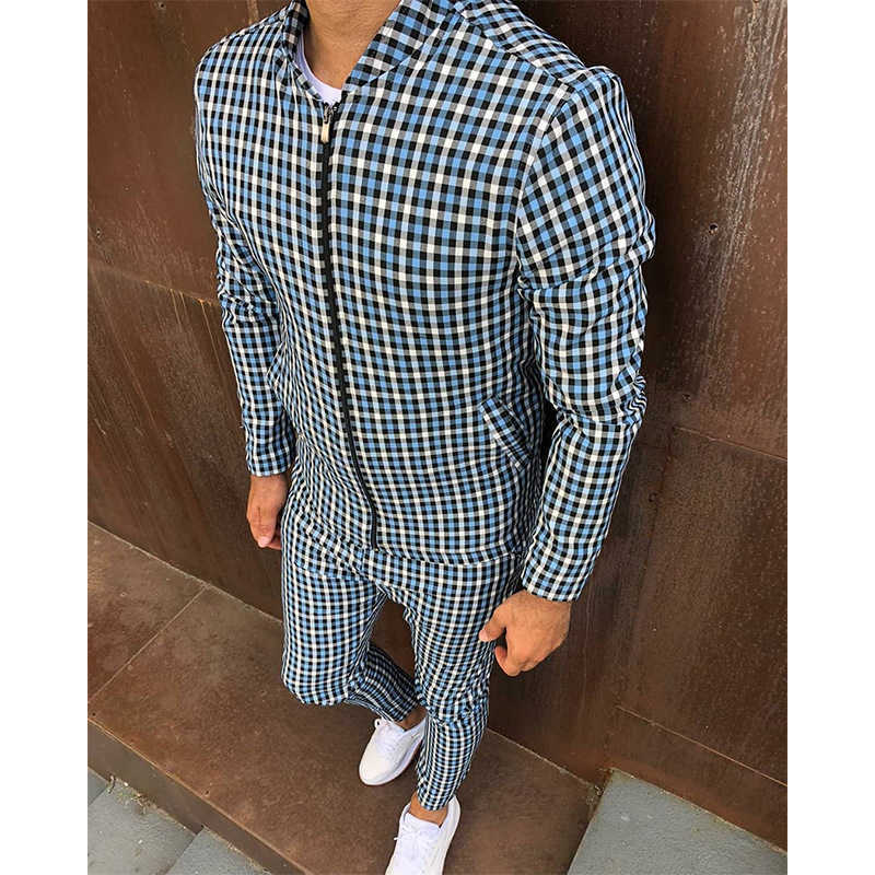 New Flower lattice Men Gentlemen Tracksuit Set Male Sweatshirt Sweatpants Multi-pocket Fashion Trousers High Street Jackets Sets X0702