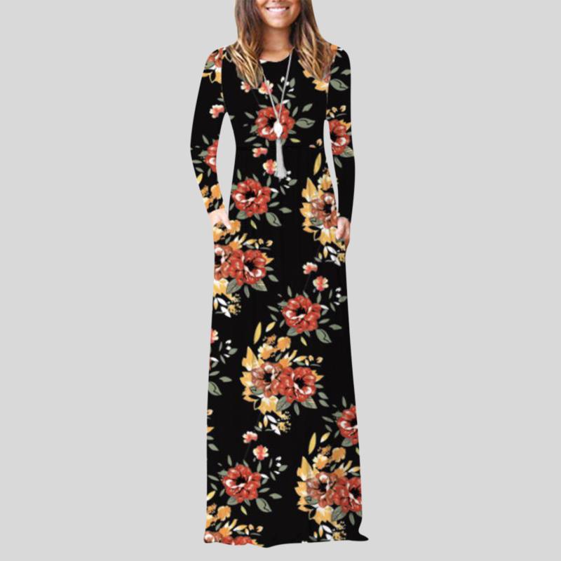 Casual Dresses Womens Autumn Winter Dress Floral Printed Long Sleeve Round Neck Fashion Elegant Maxi Feminina Vestidos
Casual Dresses Womens Autumn Winter Dress Floral Printed Long Sleeve Round Neck Fashion Elegant Maxi Feminina Vestidos