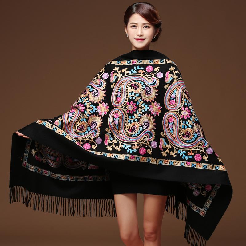 Scarves Women Black Embroider Flower Pashmina Cashmere Scarf Winter Warm Fine Tassels Oversize Shawl Fashion
Scarves Women Black Embroider Flower Pashmina Cashmere Scarf Winter Warm Fine Tassels Oversize Shawl Fashion