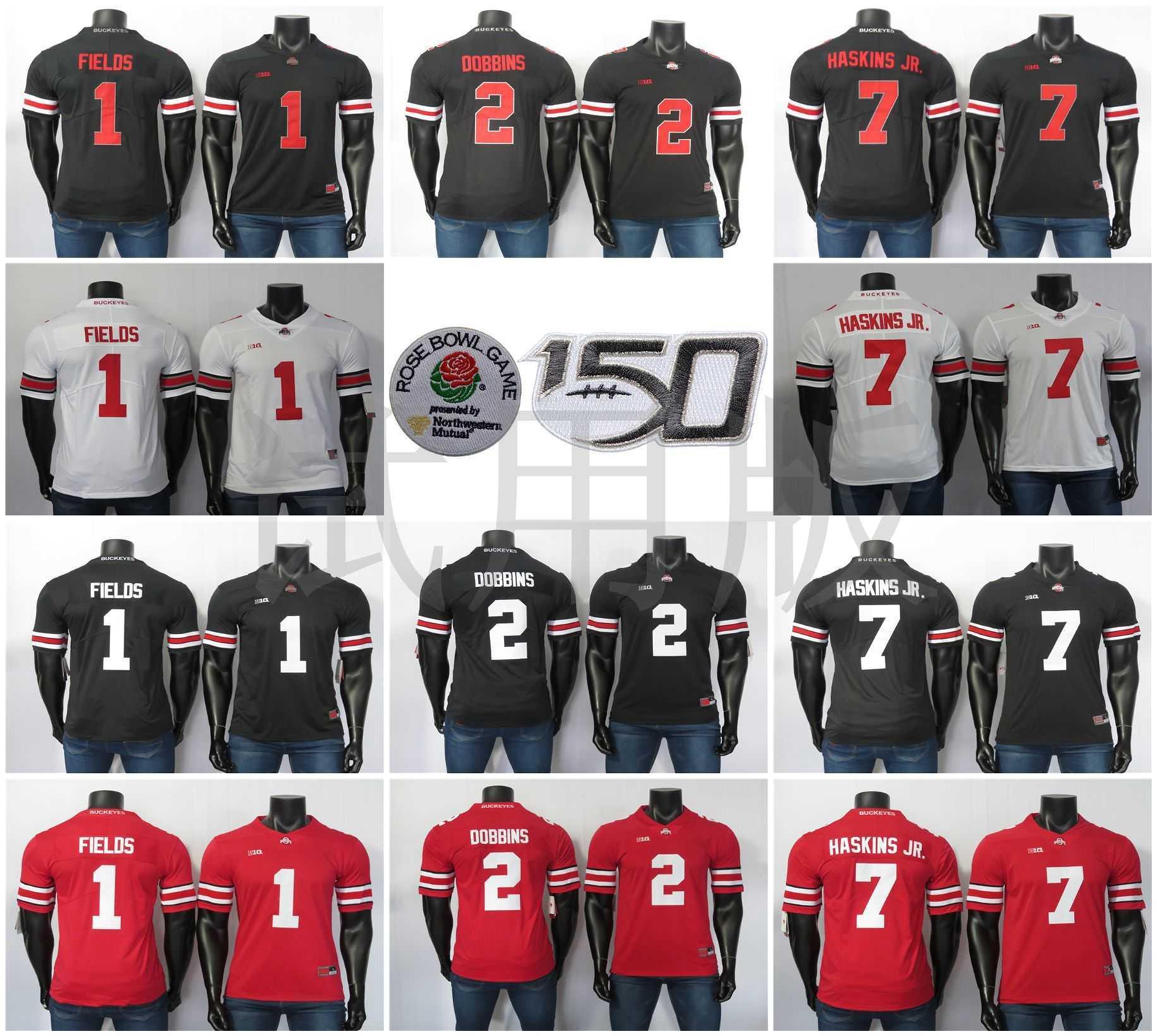 Ohio State Buckeyes Jerseys Dwayne Haskins Jr Jersey Justin Fields JK Dobbins NCAA College Football Jersey White Black Red Stitched 150TH, Men's black white fields 1
Ohio State Buckeyes Jerseys Dwayne Haskins Jr Jersey Justin Fields JK Dobbins NCAA College Football Jersey White Black Red Stitched 150TH, Men's black white fields 1