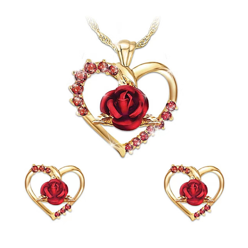 Romantic Rose Gold Plated Necklaces Diamond Love Heart Pendant Necklace Earrings Women
Romantic Rose Gold Plated Necklaces Diamond Love Heart Pendant Necklace Earrings Women