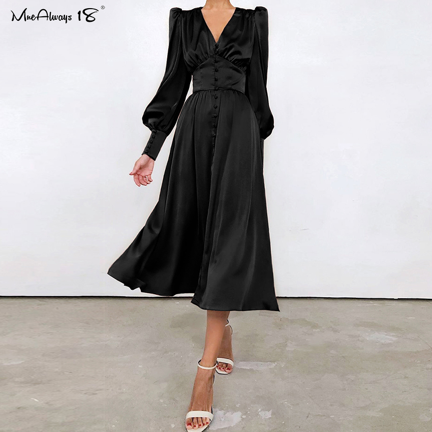 Mnealways18 Puff Sleeve Vintage Satin Midi Dress Women V-Neck Party Pleated Dress Black Elegant Bodycon Dress Ladies Chic Ruched
Mnealways18 Puff Sleeve Vintage Satin Midi Dress Women V-Neck Party Pleated Dress Black Elegant Bodycon Dress Ladies Chic Ruched