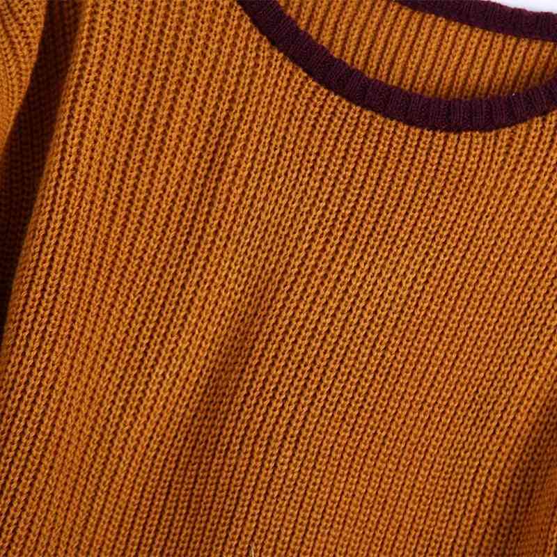 Casual Women O Neck Sleeve Double Wear Knitter Spring-autumn Fashion Ladies England Style Sweater Female Linen 210430