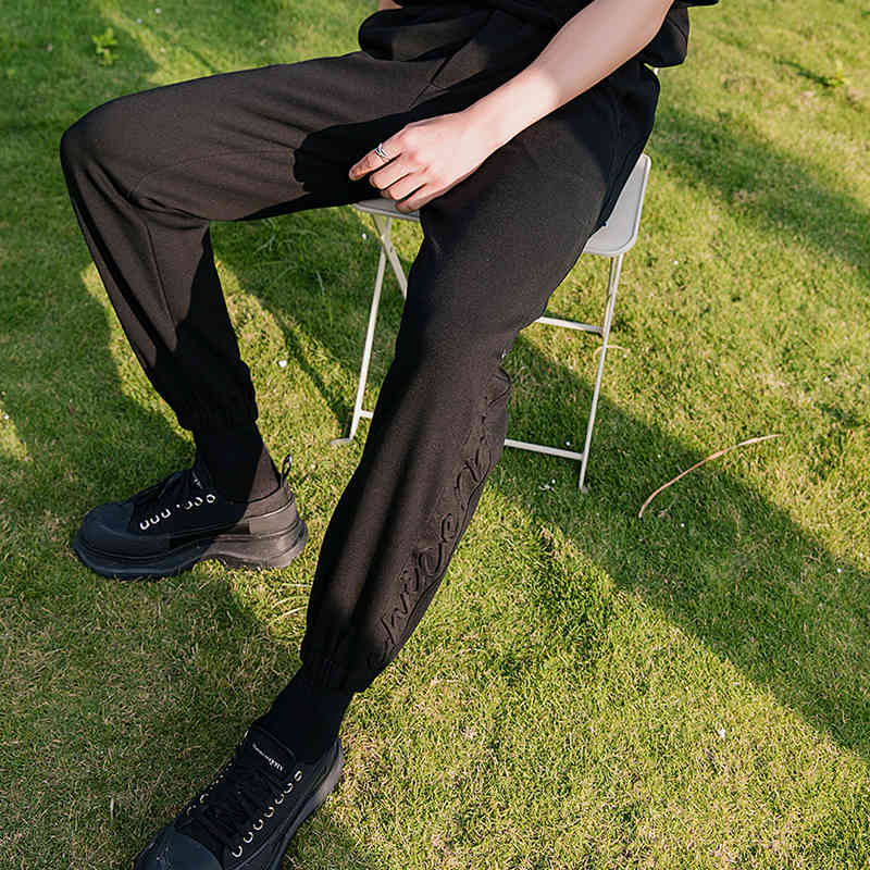 IEFB Men's Casual Pants Spring Summer Loose Straight Sweatpants Korean Trend Turnup Sports Pants Black Trousers 9Y6714 210524