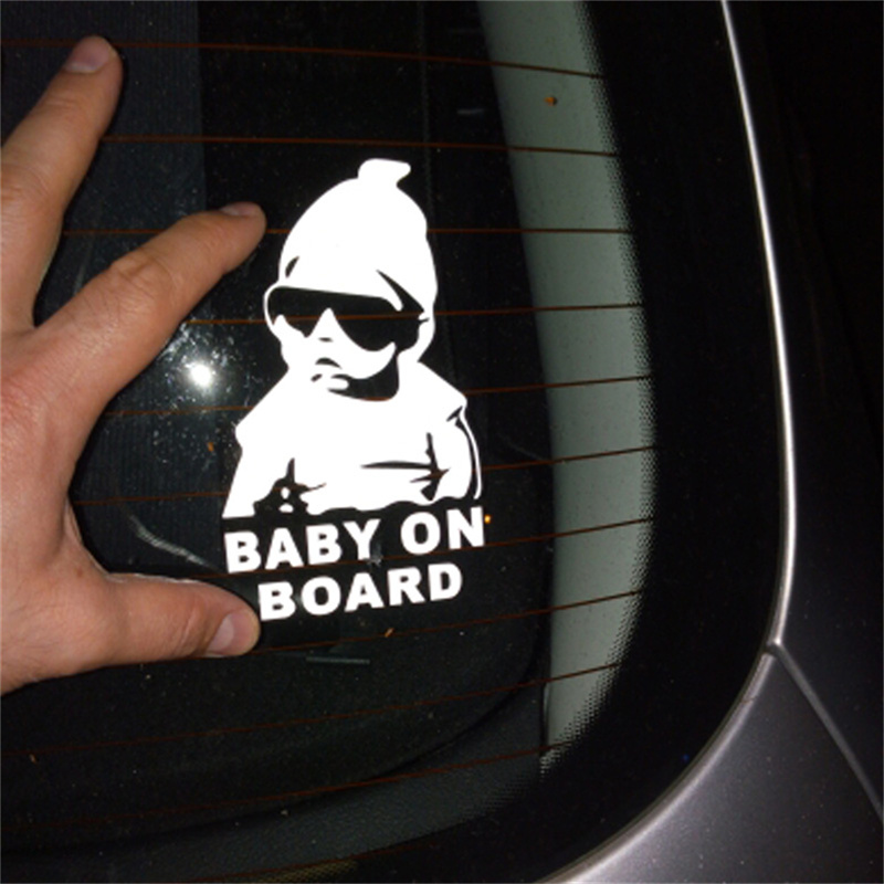 Vehicle Baby ON Board Cool Stickers Rear Reflective Sunglasses Child Scratch Warning Decal For Auto Racing Computer Truck Windows Office Home Gift Dec