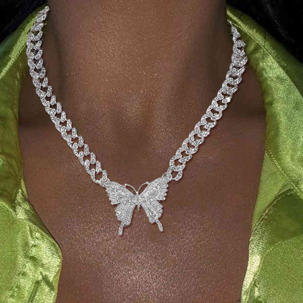 Hip Hop Cuban Link Chain Butterfly Necklace Iced Out for Women Men Miami Rhinestone Curb Bling Baguette Punk Choker Neck Thick X0509
Hip Hop Cuban Link Chain Butterfly Necklace Iced Out for Women Men Miami Rhinestone Curb Bling Baguette Punk Choker Neck Thick X0509