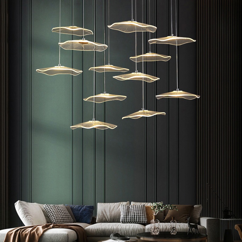 Nordic minimalist restaurant lotus leaf pendants Lamp living room vill high rise duplex pendant lighting stairs home decor lights - view 6