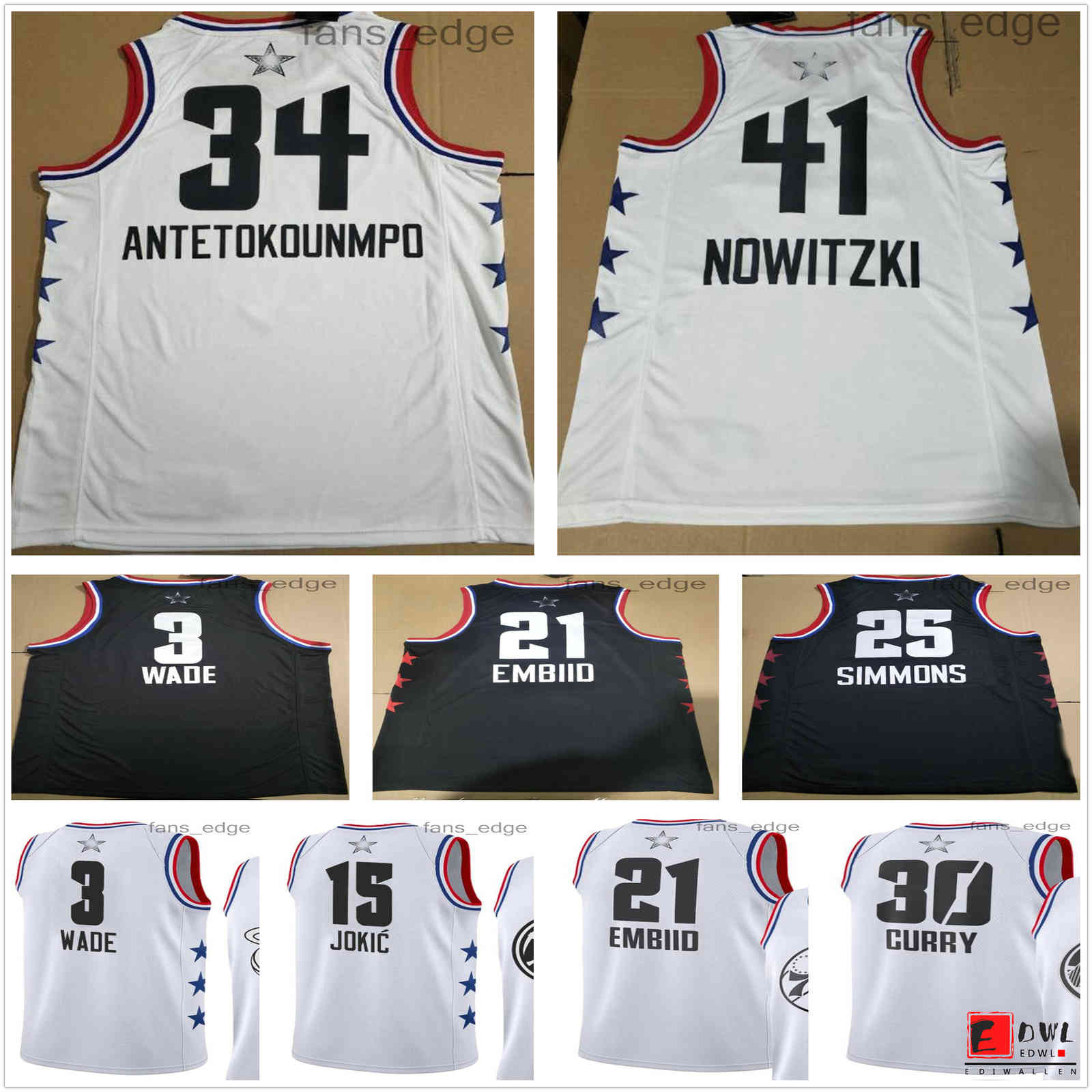 Custom Printed 2019 All-Star Basketball Jerseys Embiid Middleton Davis Simmons Curry Towns Antetokounmpo Durant Tatum Doncic Rose Men Women, Black;red
Custom Printed 2019 All-Star Basketball Jerseys Embiid Middleton Davis Simmons Curry Towns Antetokounmpo Durant Tatum Doncic Rose Men Women, Black;red