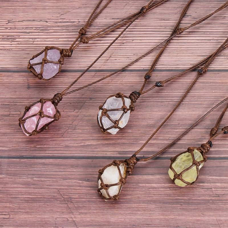 Pendant Necklaces Natural Stone Rope Wrap Necklace Irregular Amethyst Rose Quartz Healing Adjustable Women Vintage Jewelry
Pendant Necklaces Natural Stone Rope Wrap Necklace Irregular Amethyst Rose Quartz Healing Adjustable Women Vintage Jewelry