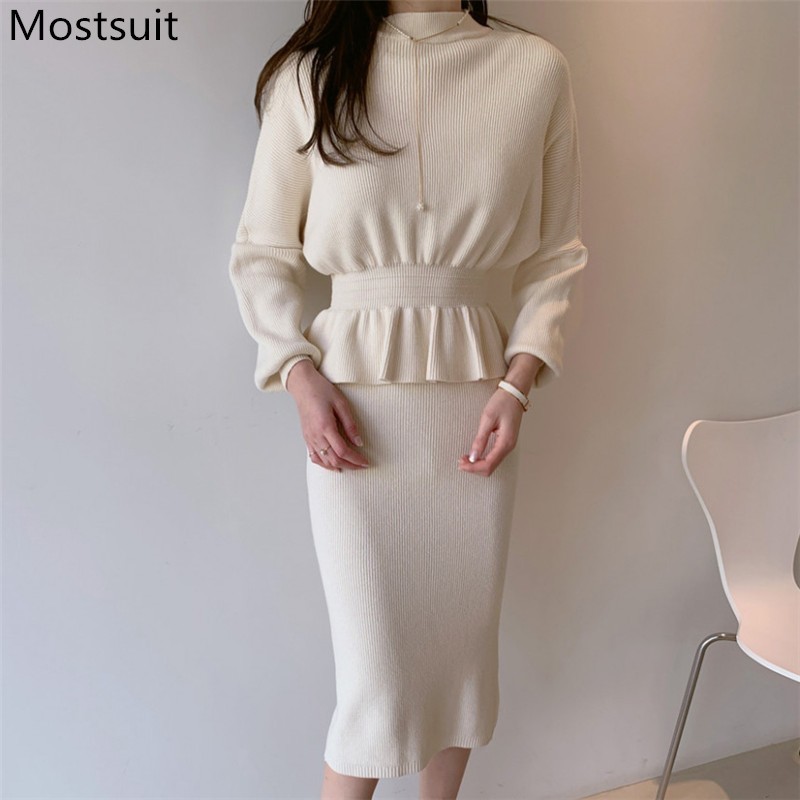 Knitted Two Piece Skirt Set Women Spring Autumn Long Sleeve Sweater + High Waist Pencil Korean Elegant Ladies Outfits 210518, Apricot
Knitted Two Piece Skirt Set Women Spring Autumn Long Sleeve Sweater + High Waist Pencil Korean Elegant Ladies Outfits 210518, Apricot