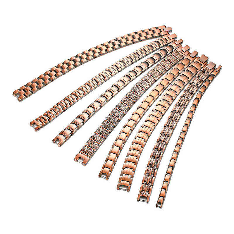 Vinterly Magnetic Bracelet Men Pure Copper Energy Health Male Chain Link Vintage s & Bangles 211124