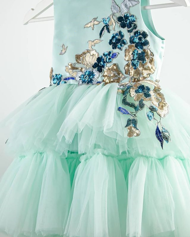 2021 Sky Blue Lace Pink Flower Girl Dresses Ball Gown Hi-Lo Tulle Lilttle Kids Birthday Pageant Weddding Gowns