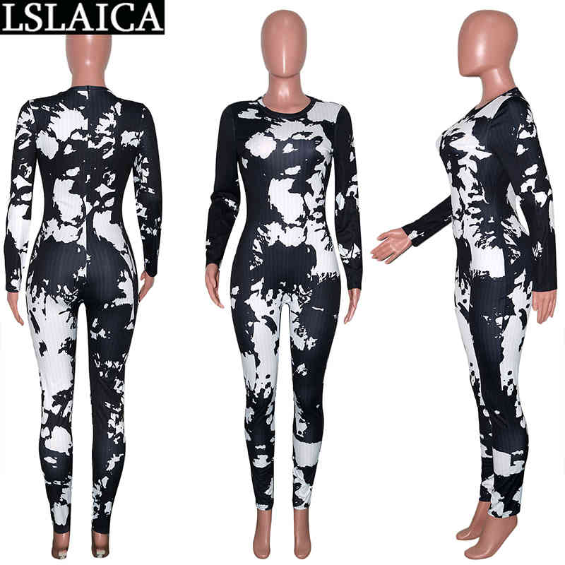 Fashion Loungewear Women Fitness Tracksuit Printing Jumpsuits for Long Sleeve Skinny Casual Enterizos Para Mujer 210520
