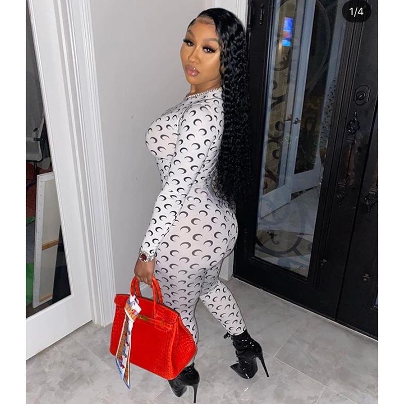 Women's Jumpsuits & Rompers Solid Color Crescent Long Sleeves Skinny Arrival Autumn Women Jumpsuit Sexy Polyester Spandex