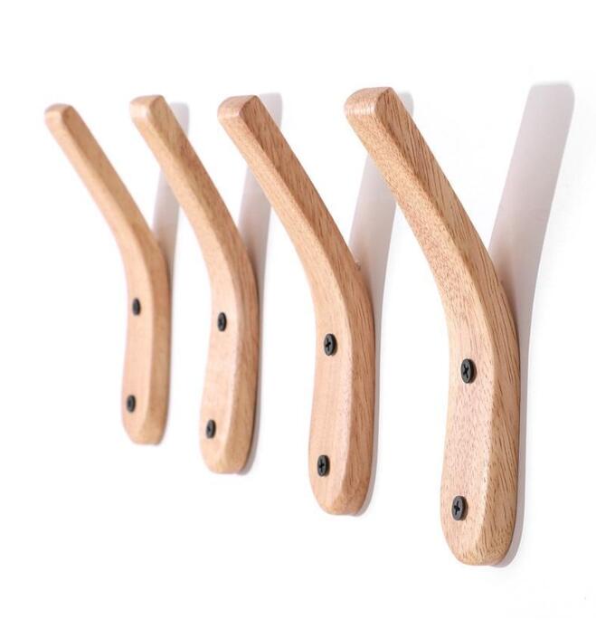 Creative Wooden Wall Towel Coat Hat Hangers Oak Wood Mounted Hook Key Holder Storage Door Rack Organizer Nordic Style RRD7731 Free shipping
