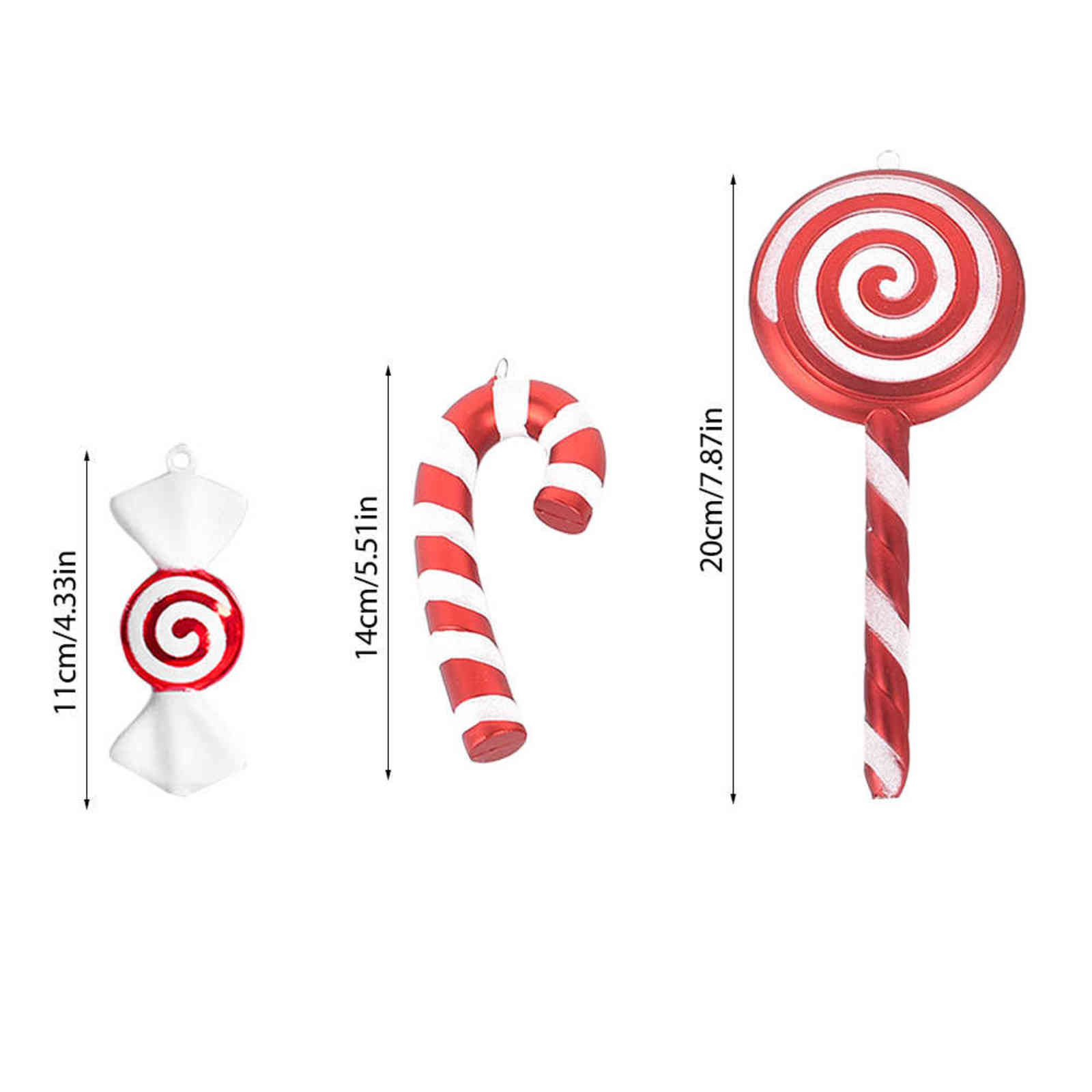 Large Red White Candy Lollipop Christmas Ornaments - Iron Stick, Home & Party Decoration